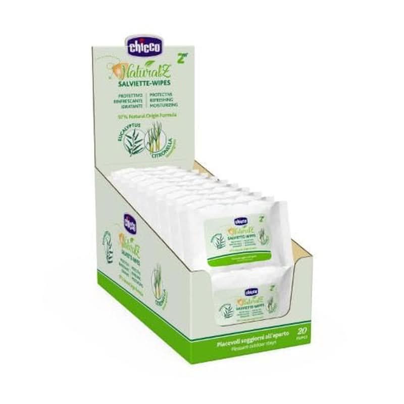 Șervețele de curățare CHICCO Naturalz, 20 bucăți Servetele Umede Bebelusi Naty Shop
