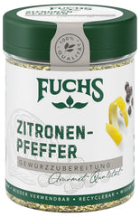 Fuchs Gewürze - Zitronenpfeffer Gewürz - Gewürrzubereitung für Lachs, Zander und Kabeljau - natürliche Zutaten - 75 g in wiederverwendbarer, recyclebarer Dose