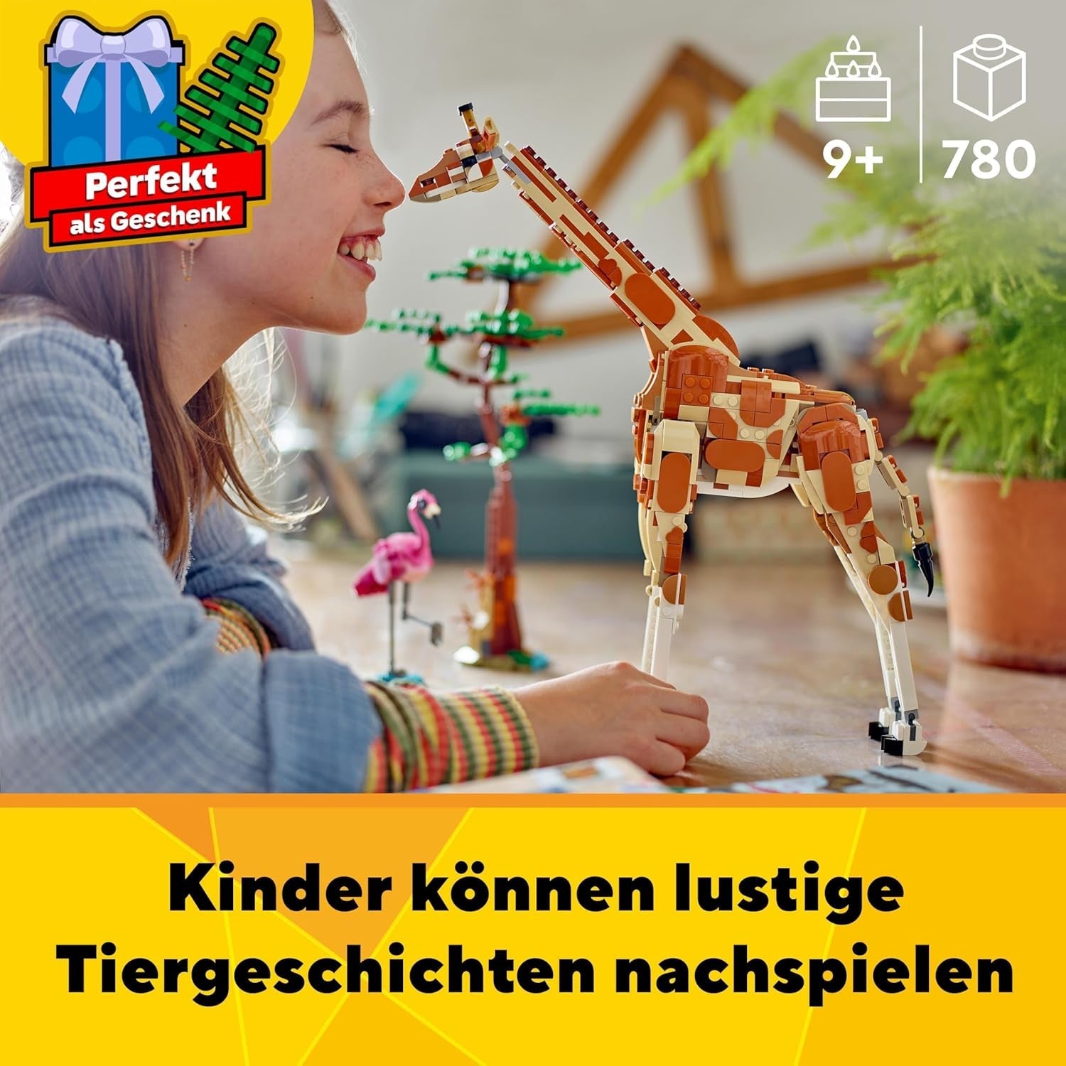 LEGO Creator 3In1 Animal Safari, set creativ cu figurine de animale, 3 opțiuni de construcție: Girafă de jucărie, gazelă și leu, animale de jucărie pentru fete și băieți, cadou natural pentru copii cu vârsta de 9+ 31150 Seturi de constructie Besuche den LEGO-Store