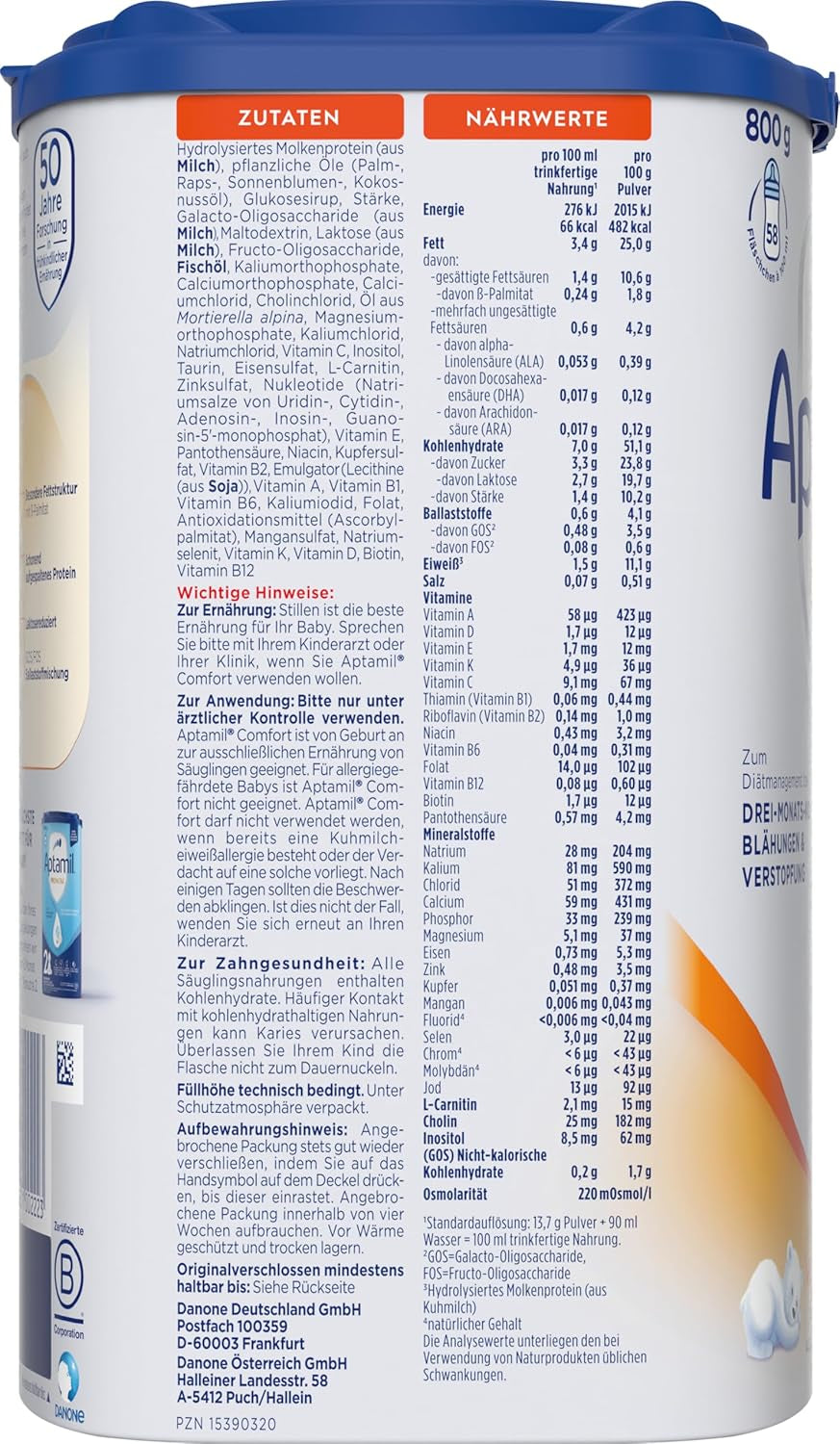 Aptamil Comfort - Formulă specială de la naștere - 1 x 800 g