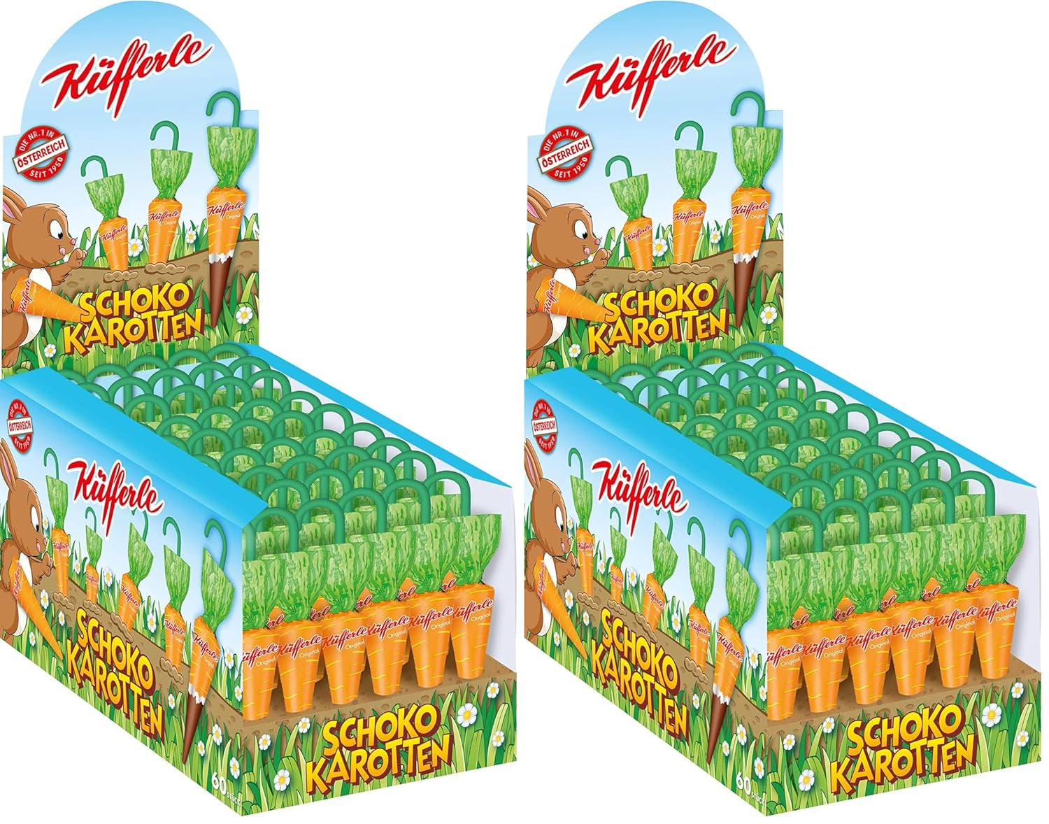 Küfferle, Morcovi cu ciocolată originală 810 g 60 buc., Ciocolată cu lapte, 1 bucată