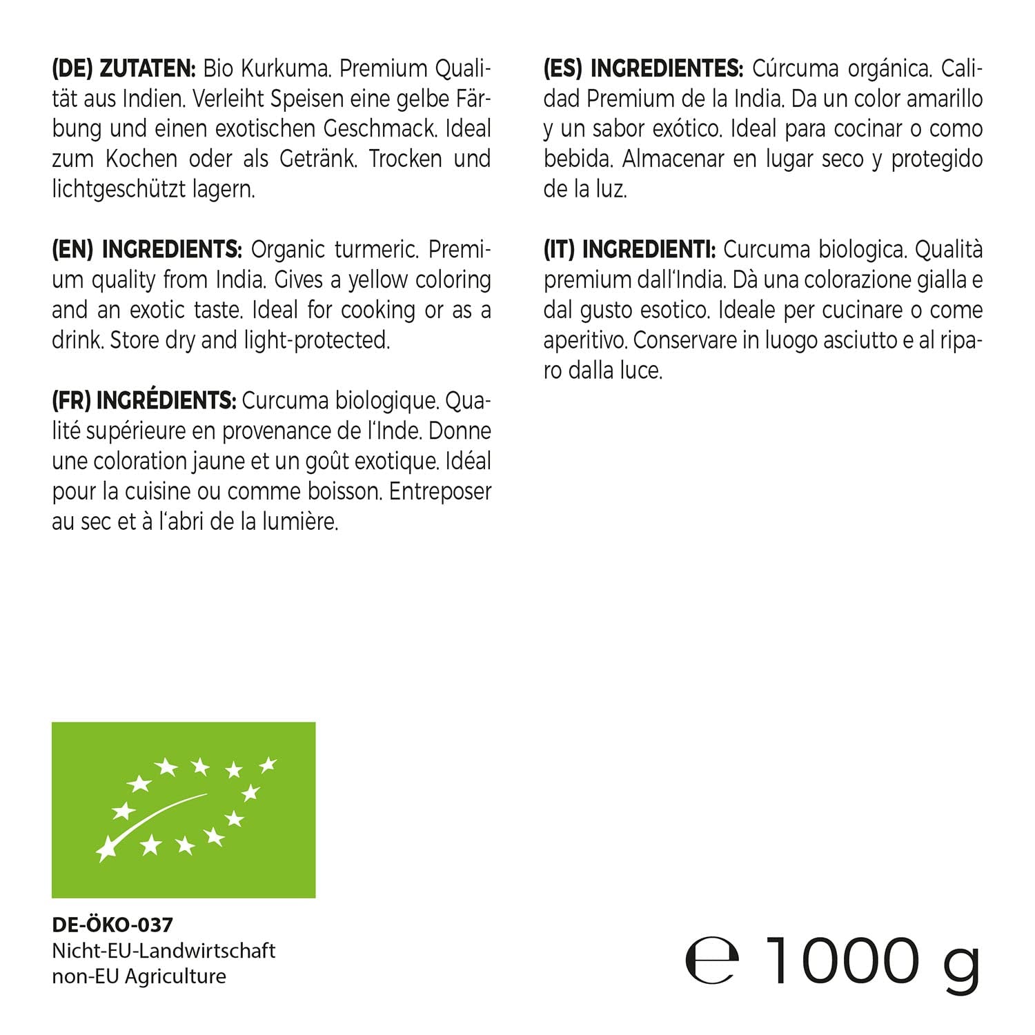 GreatVita Bio Kurkuma Pulver, 1000g fein gemahlen, 100 Procent natürlich