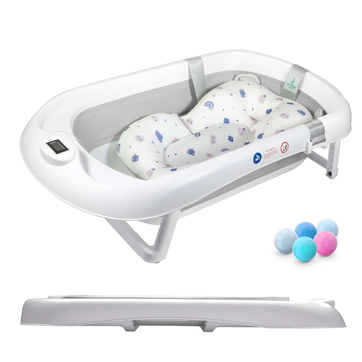 Cada de baie pliabila pentru bebelusi cu perna de baie si termometru integrat Mama si Copilul Naty Shop