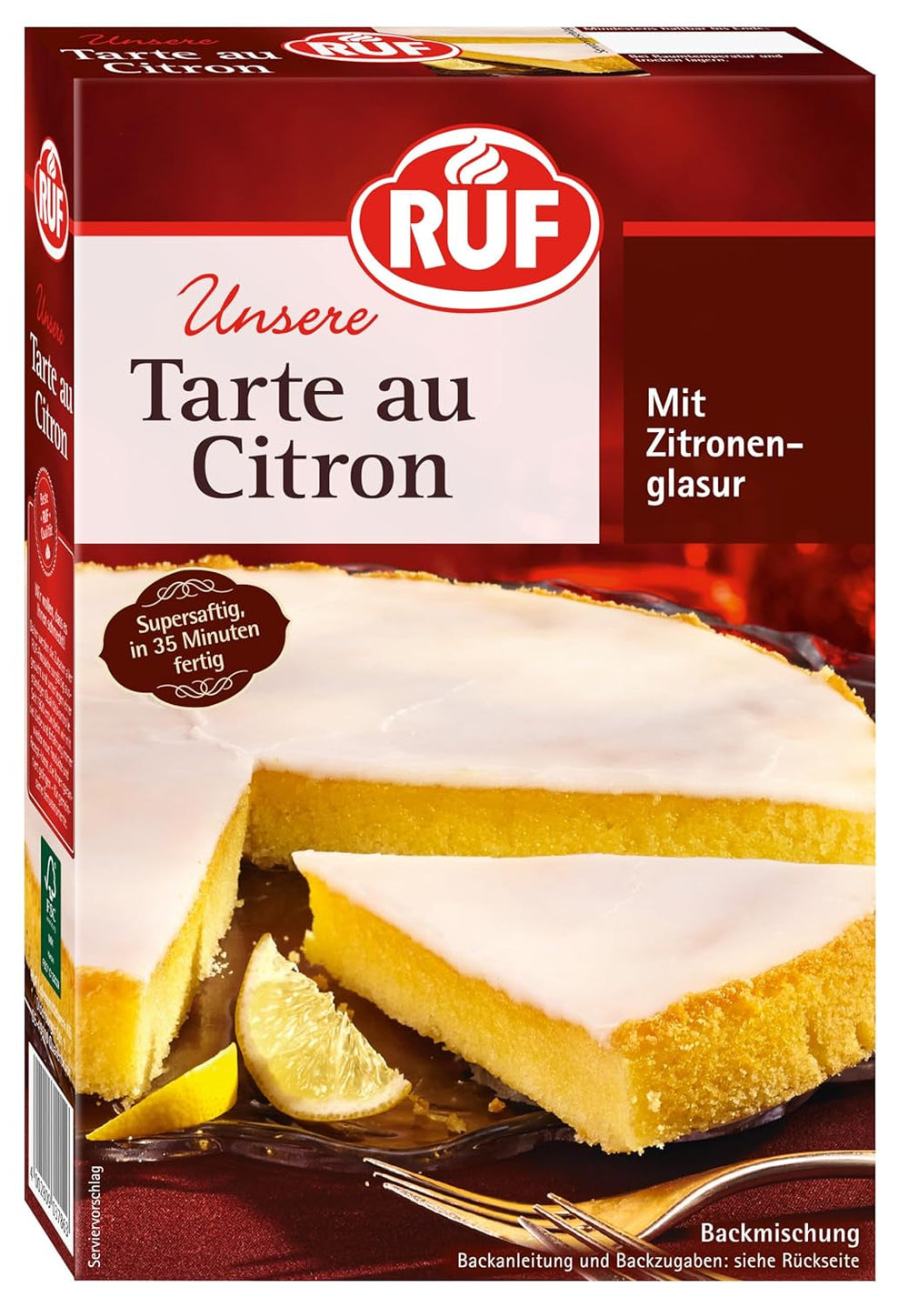 RUF Tarte Au Citron, Backmischung Für Einen Schnellen Zitronen-Kuchen Französischer Art, Mit Fruchtiger Zitronen-Glasur Naty Shop Citron 380 G (1Er Pack)