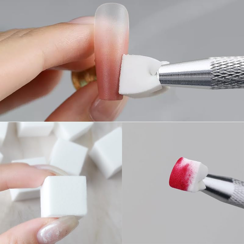 200 Stück Nail Art Schwamm Mit Metallgreifer, Sponge Nagel Pinsel, Nageldesign Zubehör Schwammpinsel, Um Eine Vielzahl Von Gradient Nail Art Patterns Zu Erstellen(Weiß?