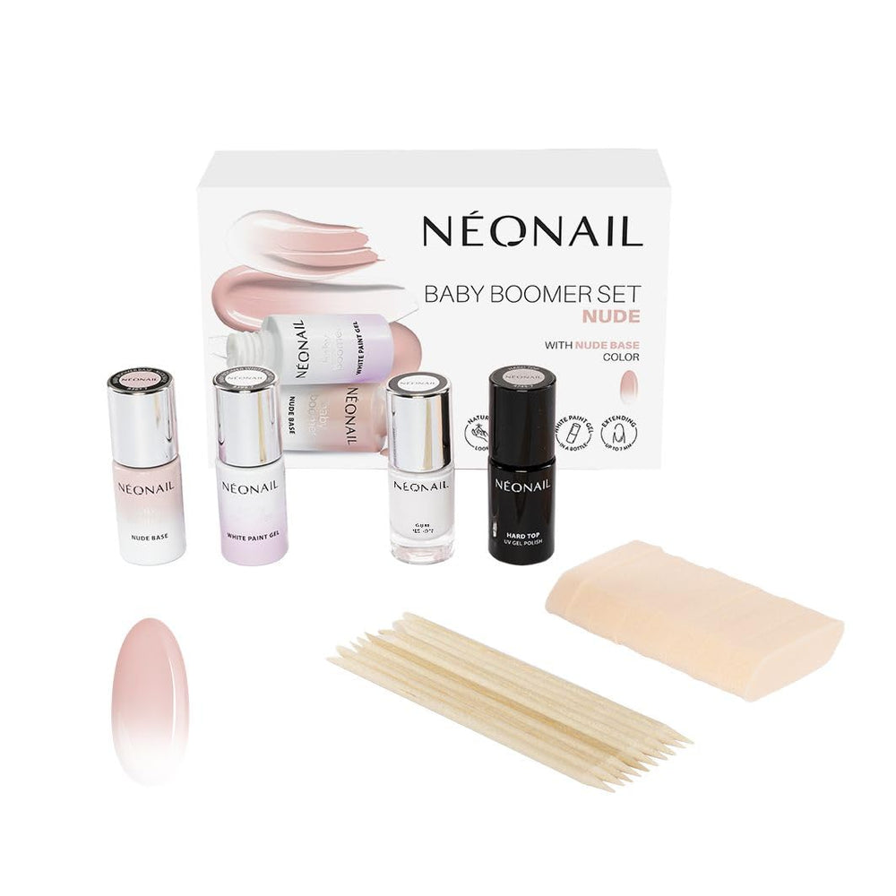 NOONAIL BABY BOOMER Set NUDE - Oja UV - Seturi - Set unghii - Culori - Bază - Set unghii - Unghii - Set - Oja UV - Baby Boomer - Manichiură - Nude - Oja rigidă - UV LED
