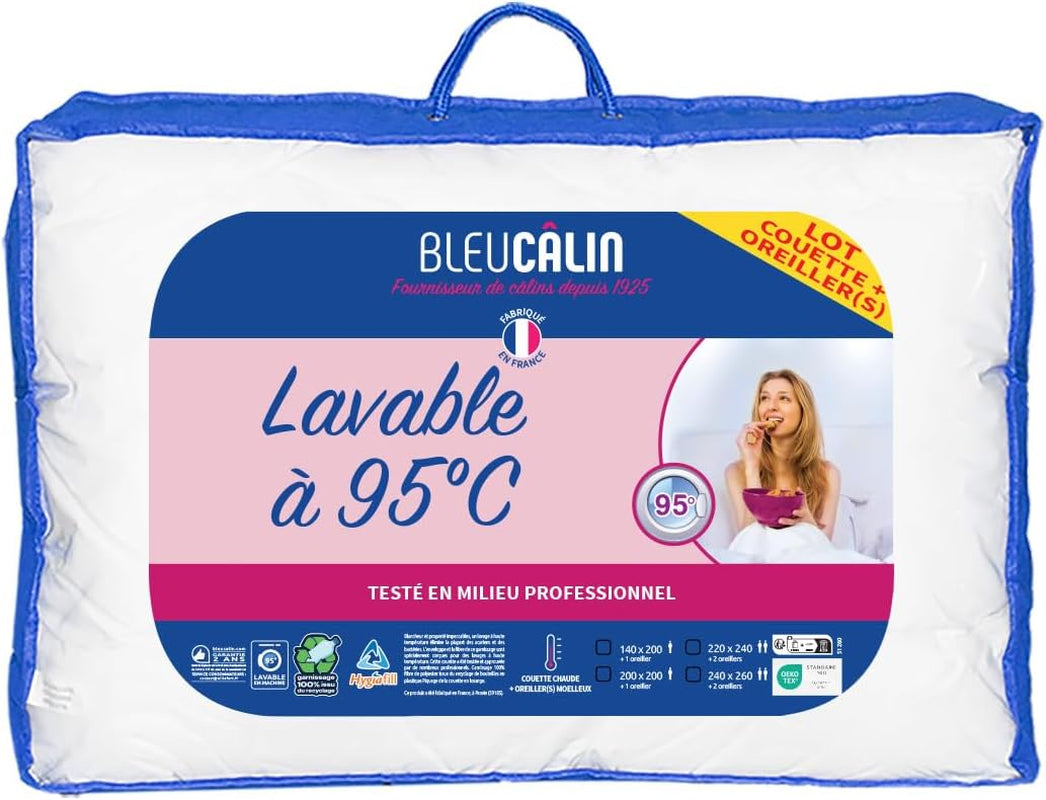 Bleu Calin Pack plapuma 1 persoană 140X200 Cm + 1 pernă 60X60 Cm, 95° lavabil Plapumi si pilote Naty Shop
