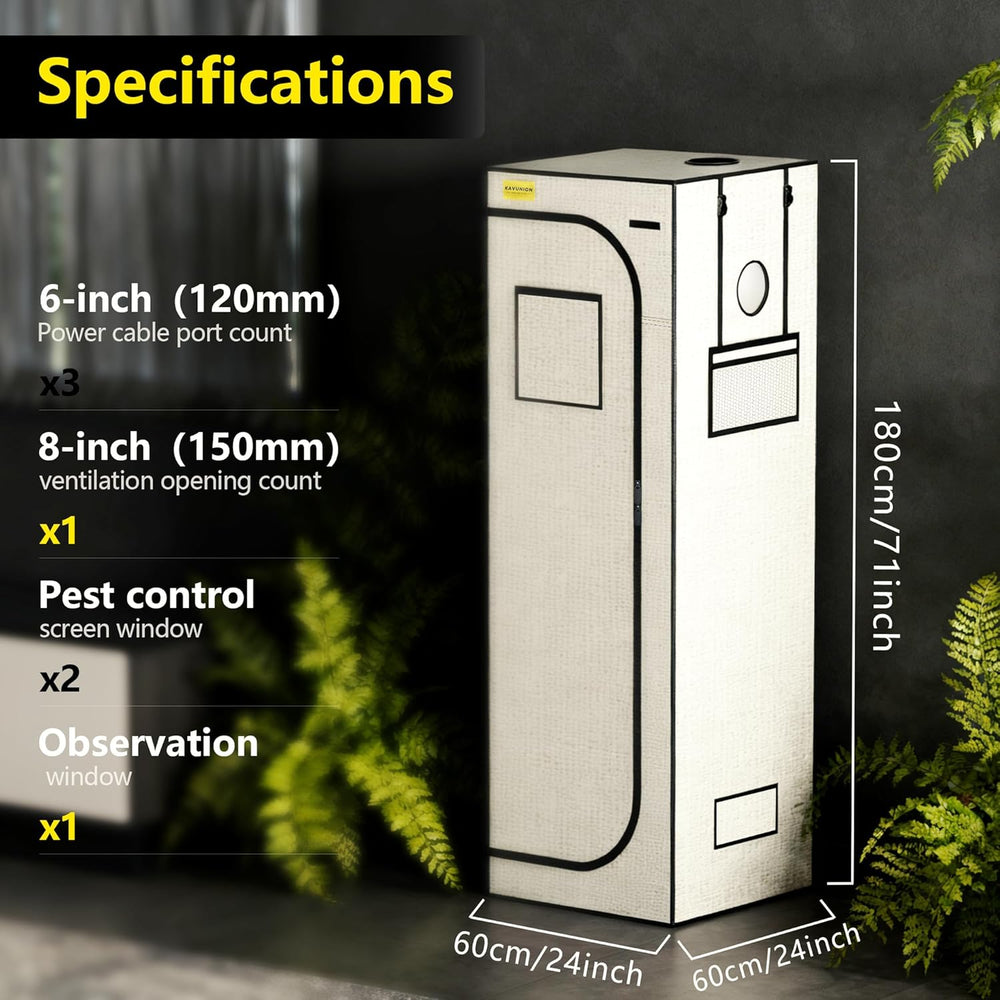 Cort de creștere 60x60x180cm, material Oxford 600D cu folie reflectorizantă de poliester, tuburi de oțel de 22 mm, orificii de ventilație și ferestre de vizualizare, corturi de creștere pentru hidroponie, sere și grădini interioare