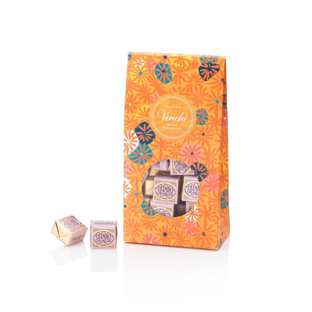 Venchi – Colecția Murrine – Cutie cadou cu bomboane asortate Cremino Caramel Gold, 300g – Idee de cadou – Fără gluten
