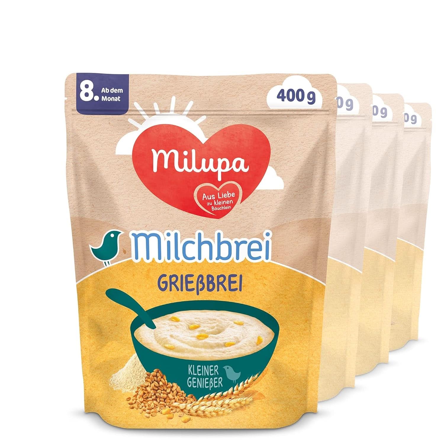 Terci de lapte Milupa Gentle Start - Terci pentru bebeluși fără gluten, fără ulei de palmier - fără conservanți și coloranți - din luna a 5-a Mama si Copilul Naty Shop Terci de lapte cu gris Miluvit