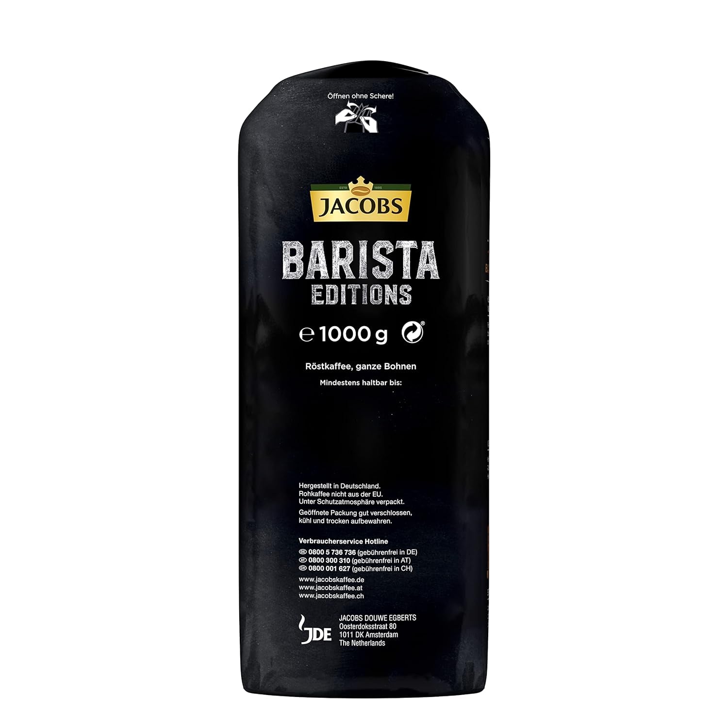 Boabe de cafea Jacobs Barista Crema Intense 1kg – Intensă, Ciocolată neagră și pecan, Boabe Arabica și Robusta, Intensitate 7/10, ideală pentru Café Crema (Pachet de 2)