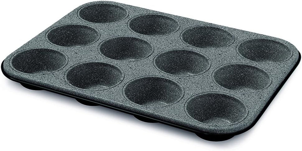 Blackstone Kuchenform 12 Muffins, Stahl, Schwarz/Grau Stein, 6 Einheiten Matrite si tavi pentru copt Naty Shop 12 Muffins Linie Blackstone