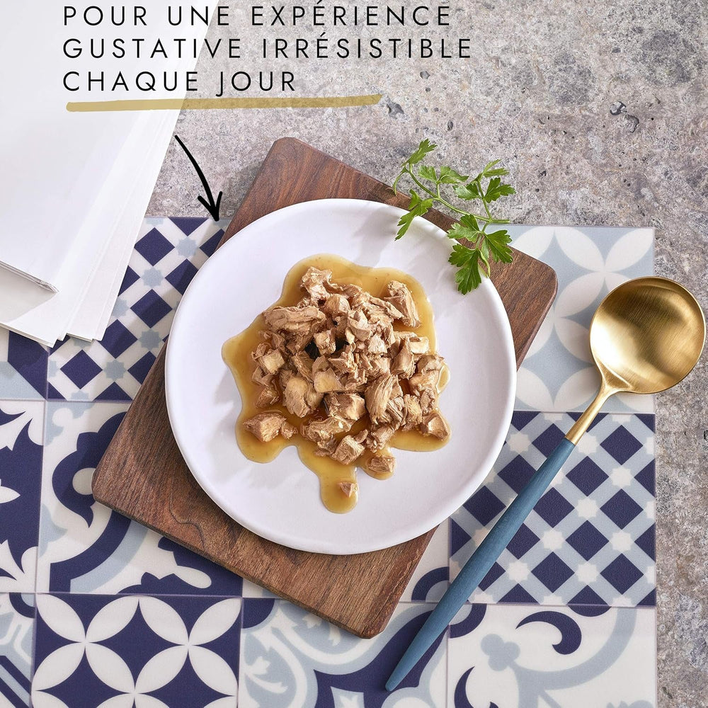 Pearl | Suport pentru sos | Pisică adultă | Vită, Pui, Ton, Somon | 12 x 85 g | Pliculețe pentru prospețime (ambalajul poate varia)