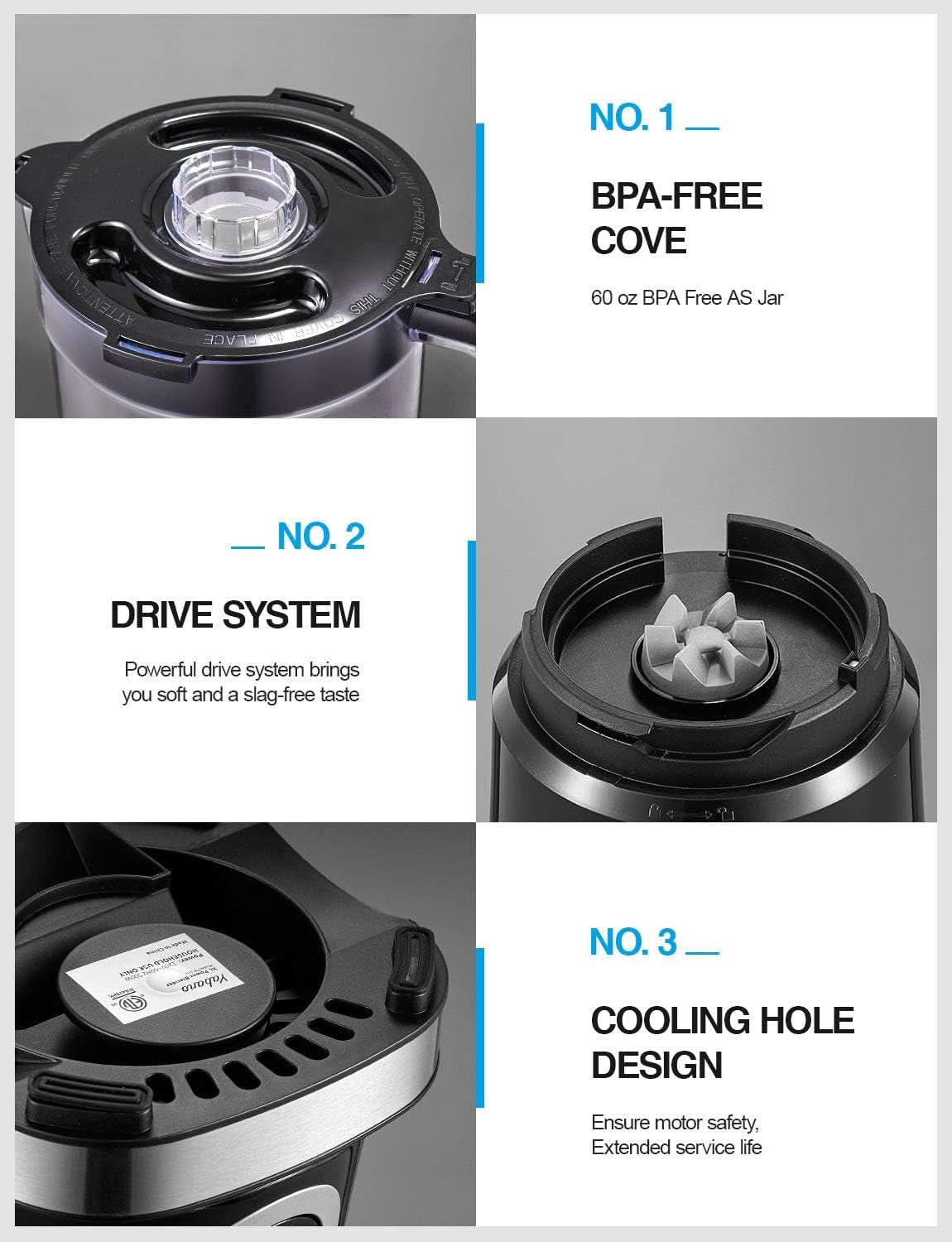 Mixer, Standmixer Mit 4 Klingen Mixer Für Smoothies, Milchshakes Und Säfte,Blender Mit Edelstahlklingeneinheit, Sicherheitsschalter Bucatarie Naty Shop