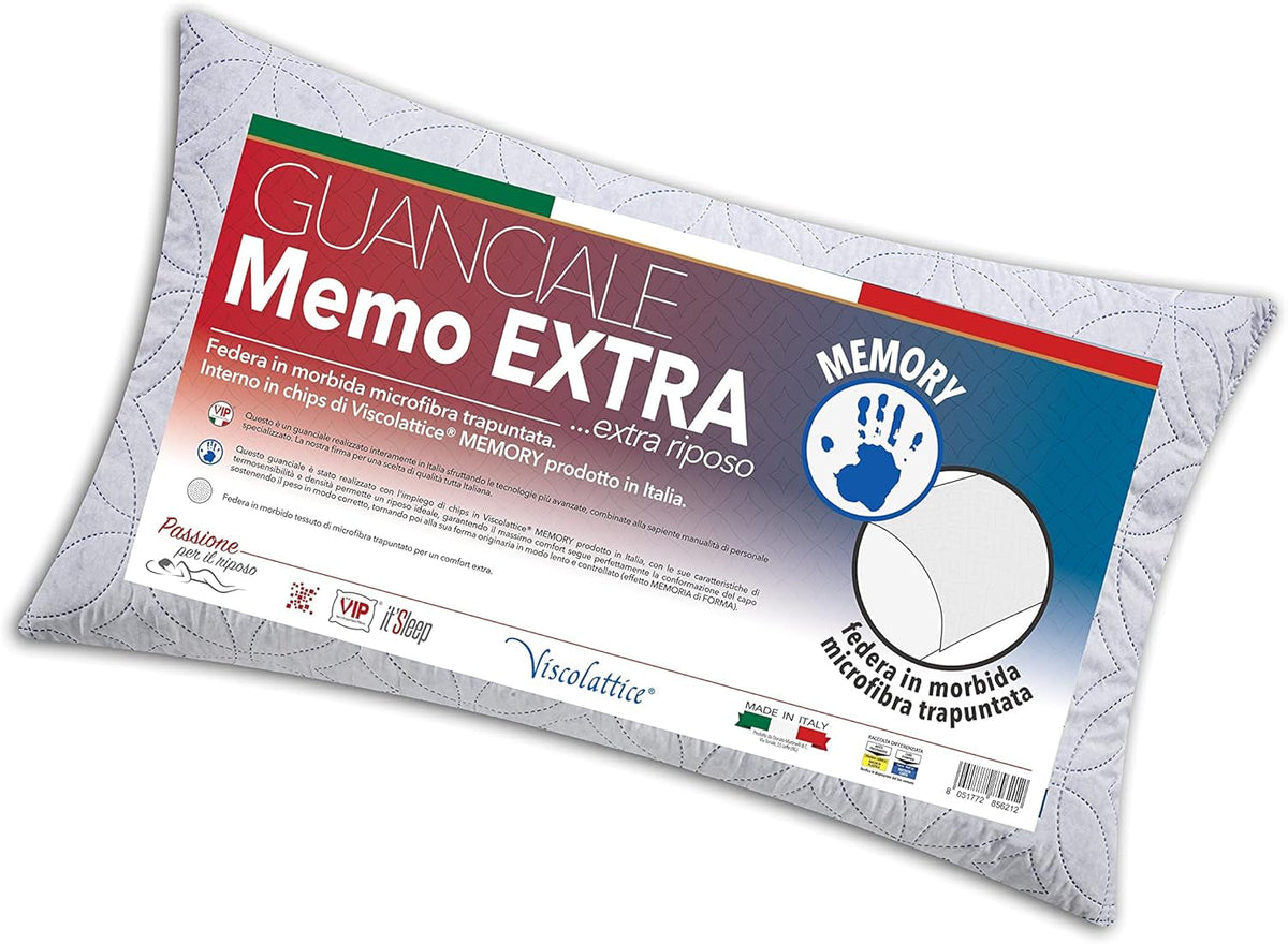 V.I.P. Very Important Pillow V.I.P. Pernă cu fulgi de memorie, alb, pernă 45 X 75 cm, copertă matlasată din poliester, foarte respirabilă, moale, fabricată în Italia Perne standard Naty Shop Titlu implicit