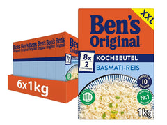 Orez Basmati original Ben's, fierbere în pungă timp de 10 minute, 6 pachete (6 x 1 kg)