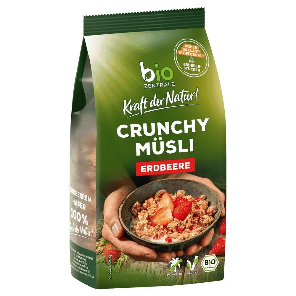 Muesli crocant cu fructe de pădure Biozentrale | 375 g Muesli organic | Ideal pentru micul dejun și pentru paharul tău de muesli la pachet | O alternativă la batoanele de muesli