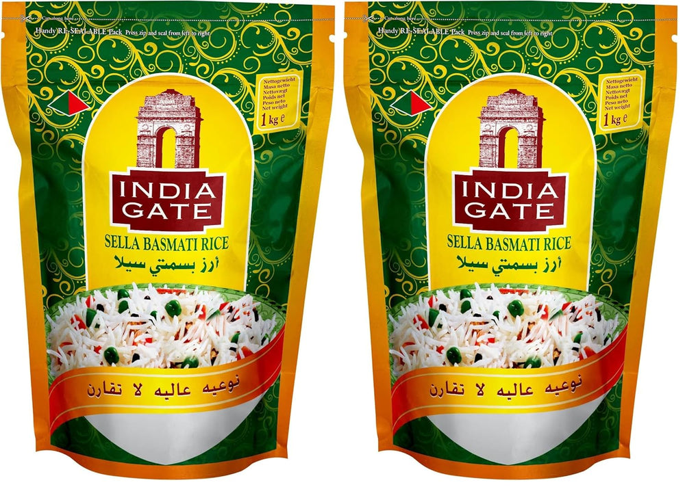 INDIA GATE Orez Sella Basmati, prefiert (din India, bob lung fin), aromat, pachet vrac - 1 pachet (1 x 1 kg)
