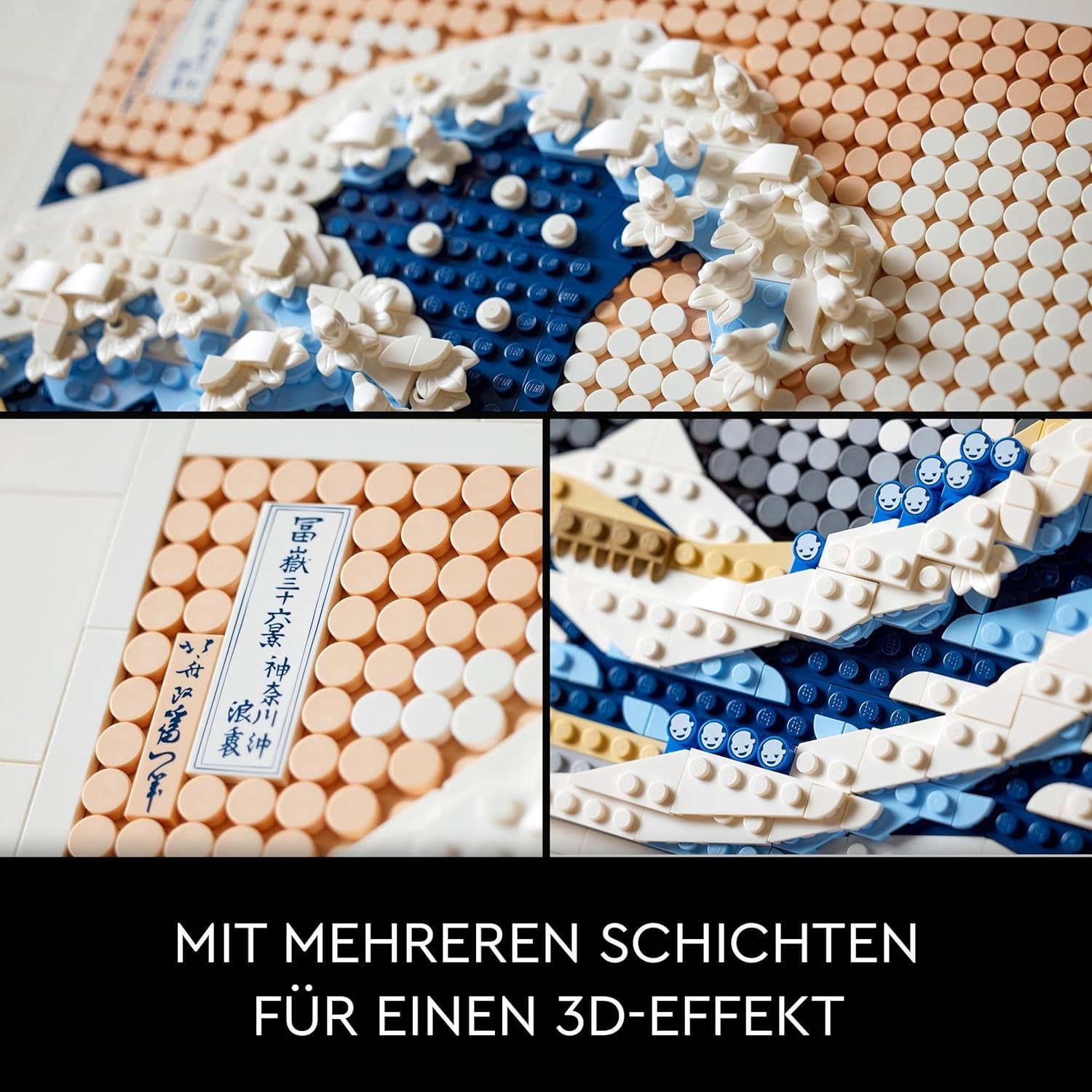 LEGO 31208 Art Hokusai – Große Welle, 3D Japanische Wanddeko, Bastelset, gerahmte Ozean-Leinwand, Hobbys für Erwachsene, DYI, Home- und Büro-Deko