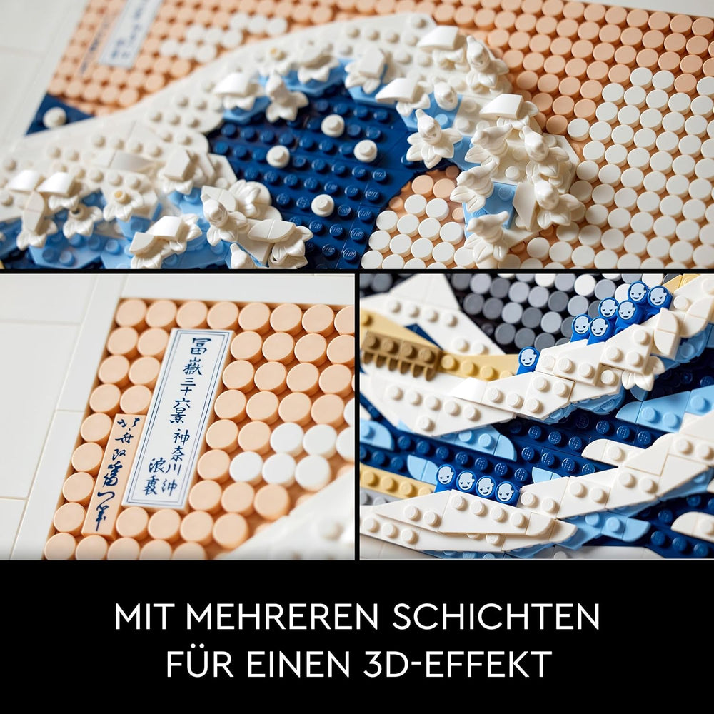 LEGO 31208 Art Hokusai – Große Welle, 3D Japanische Wanddeko, Bastelset, gerahmte Ozean-Leinwand, Hobbys für Erwachsene, DYI, Home- und Büro-Deko