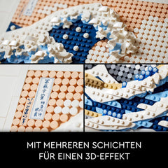 LEGO 31208 Art Hokusai – Große Welle, 3D Japanische Wanddeko, Bastelset, gerahmte Ozean-Leinwand, Hobbys für Erwachsene, DYI, Home- und Büro-Deko