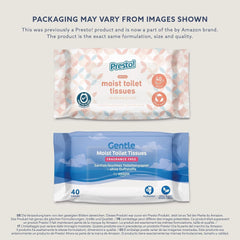 By Amazon Șervețele de toaletă moi, umede, fără miros, fine pentru a trage apa, neparfumate, 240 bucăți (6 pachete a câte 40 bucăți fiecare) (Fostul brand Presto!)