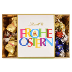 Cuib de Paște Colorat cu Ciocolată Lindt | 310 g | 8 x Mini Iepurași Aurii, 26 x Ouă de Ciocolată cu Lapte Lindor, 15 x Ouă de Ciocolată Albă Lindor, 10 x Ouă de Ciocolată Neagră Lindor | Ciocolată de Paște | Cadou de Ciocolată
