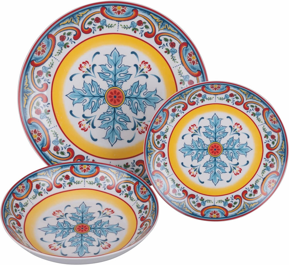 Serviciu de masă din porțelan cu 18 piese, 6 seturi diferite de farfurii, Andaluzia