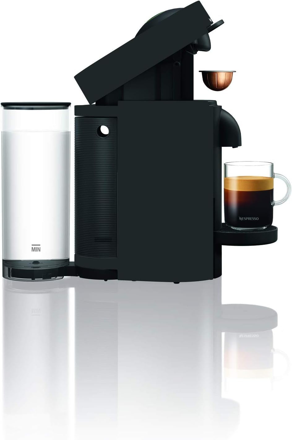Espressor Nespresso Vertuo ENV150B de la De'Longhi, culoare cerneală neagră, capsule Vertuo System, 1,1 litri, negru