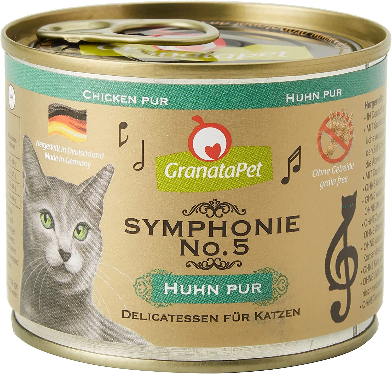 GranataPet Symphony No. 5 Pui Pur, hrană pentru pisici fără cereale și zahăr, file în jeleu natural, hrană umedă delicată pentru pisici, 6 x 200g