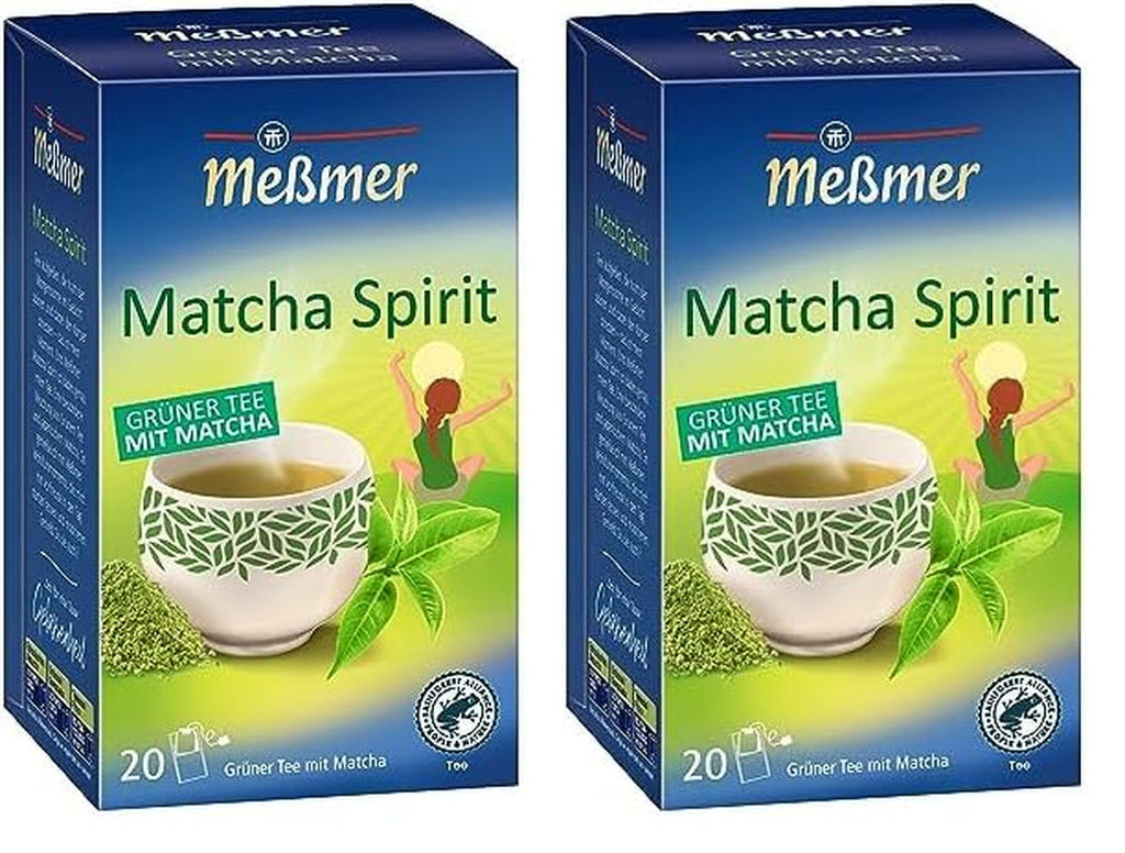 Meßmer MATCHA SPIRIT | Ceai verde cu Matcha | 20 pliculețe de ceai | Vegan | Fără gluten | Fără lactoză (pachet cu 2)