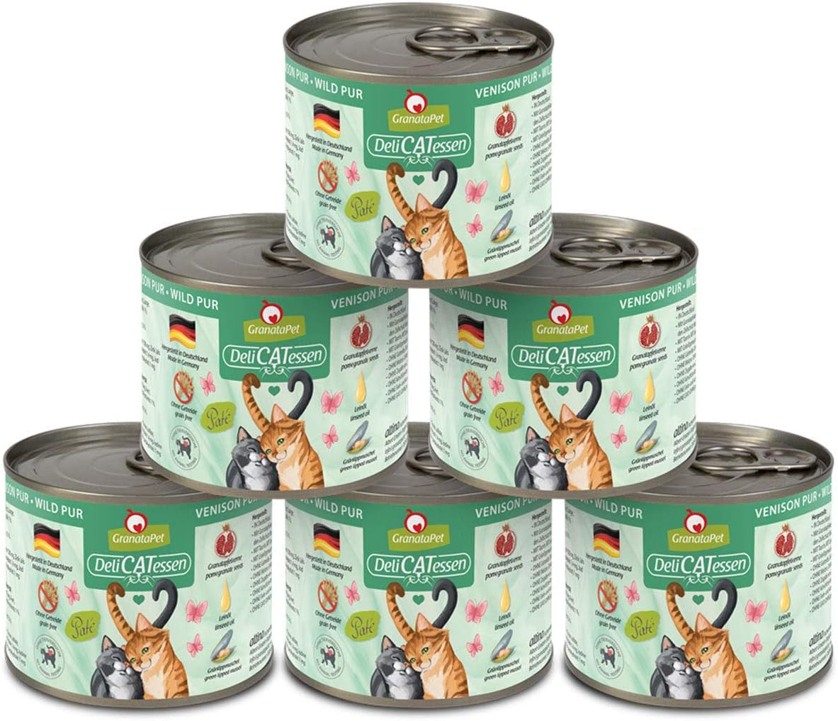 Granatapet Delicatessen Chicken PUR, hrană umedă pentru pisici, hrană fără cereale & fără zahăr adăugat, hrană pentru pisici cu conținut ridicat de carne & uleiuri de înaltă calitate, 6 X 400 G