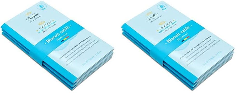 Dolfin Pachet de 3 ciocolată cu diverse arome - ciocolată artizanală belgiană, 210 g Bomboane de Ciocolata Naty Shop 210 G (2 seturi x 3 tablete) Biscuit cu unt si sare Guerande