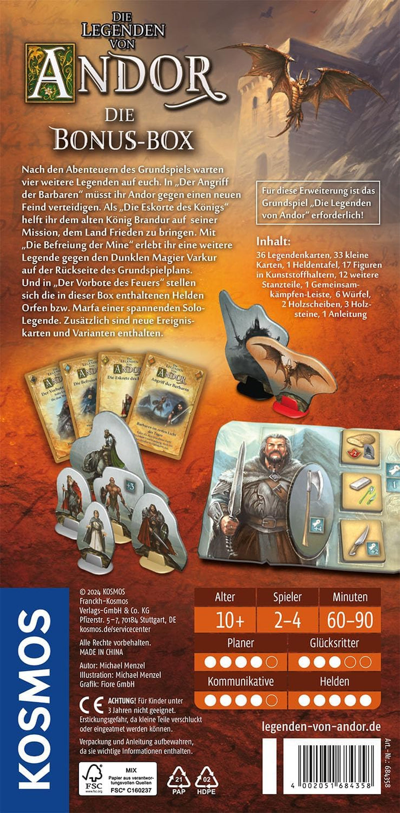 Kosmos 684358 Andor - Cutia Bonus, o expansiune variată pentru clasicul fantasy Legendele din Andor, pentru vârste de la 10 ani în sus