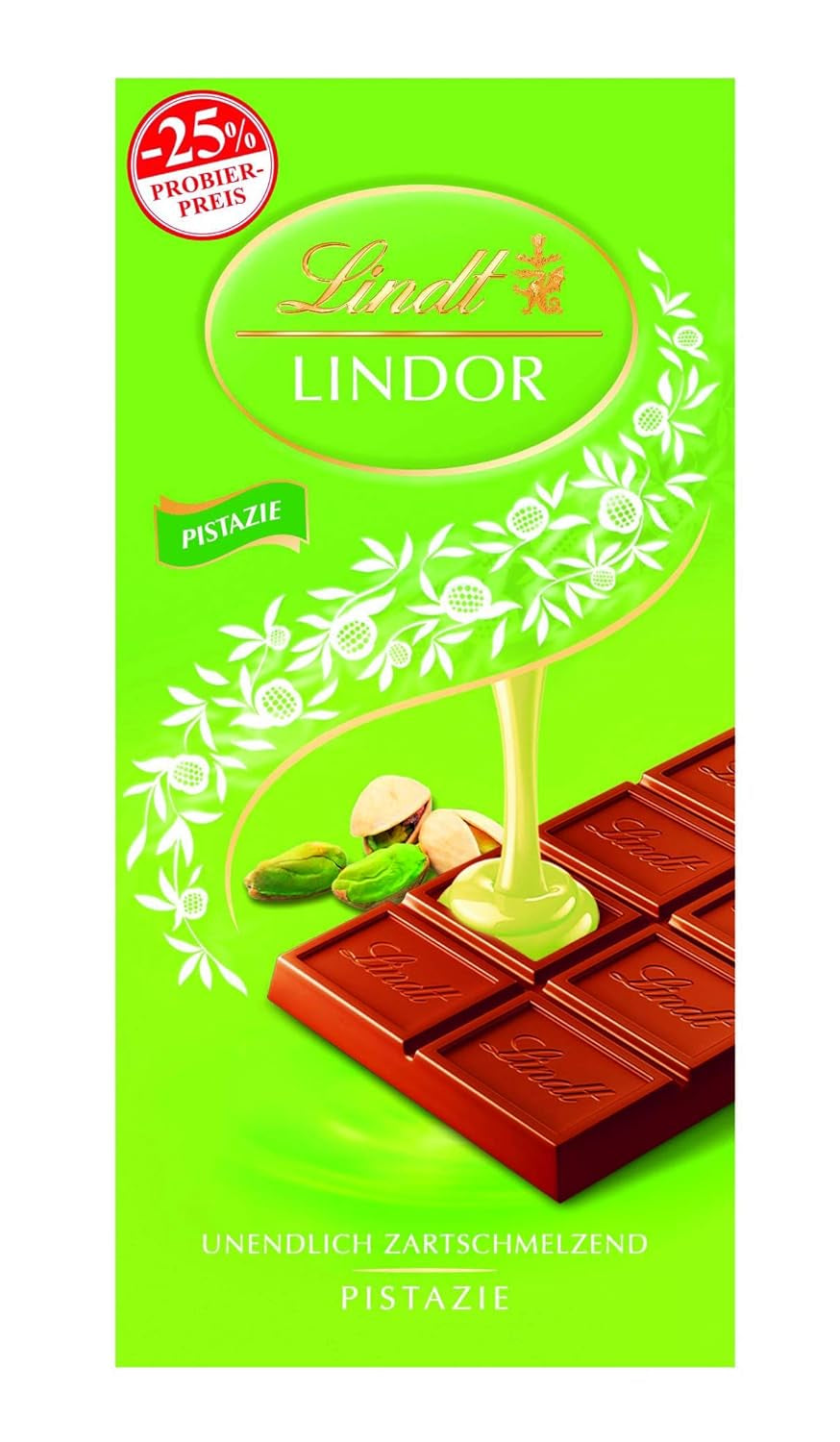 Lindt Schokolade LINDOR Pistazie, Promotion | 100 G | Feinste Vollmilch-Schokolade Mit Unendlich Zartschmelzender Füllung Mit Pistaziengeschmack | Schokoladentafel | Schokoladengeschenk, 2023 Version Naty Shop 100 G Pistazie