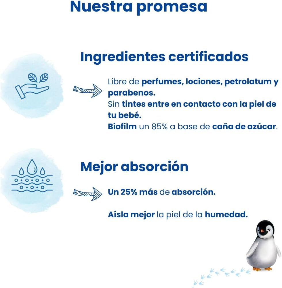 Scutece ecologice mărimea 1 nou-născut (2-5 kg), 1 pungă cu 27 de scutece