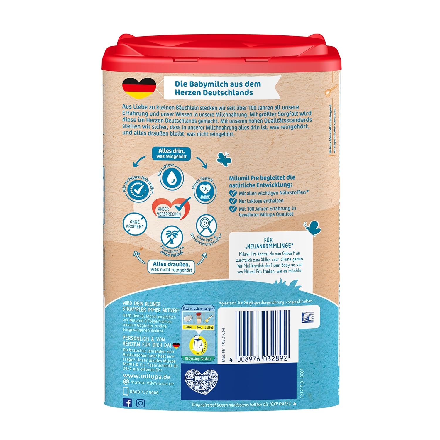 Milumil Milupa Lapte praf pentru bebeluși, primul lapte de la naștere, 800 g