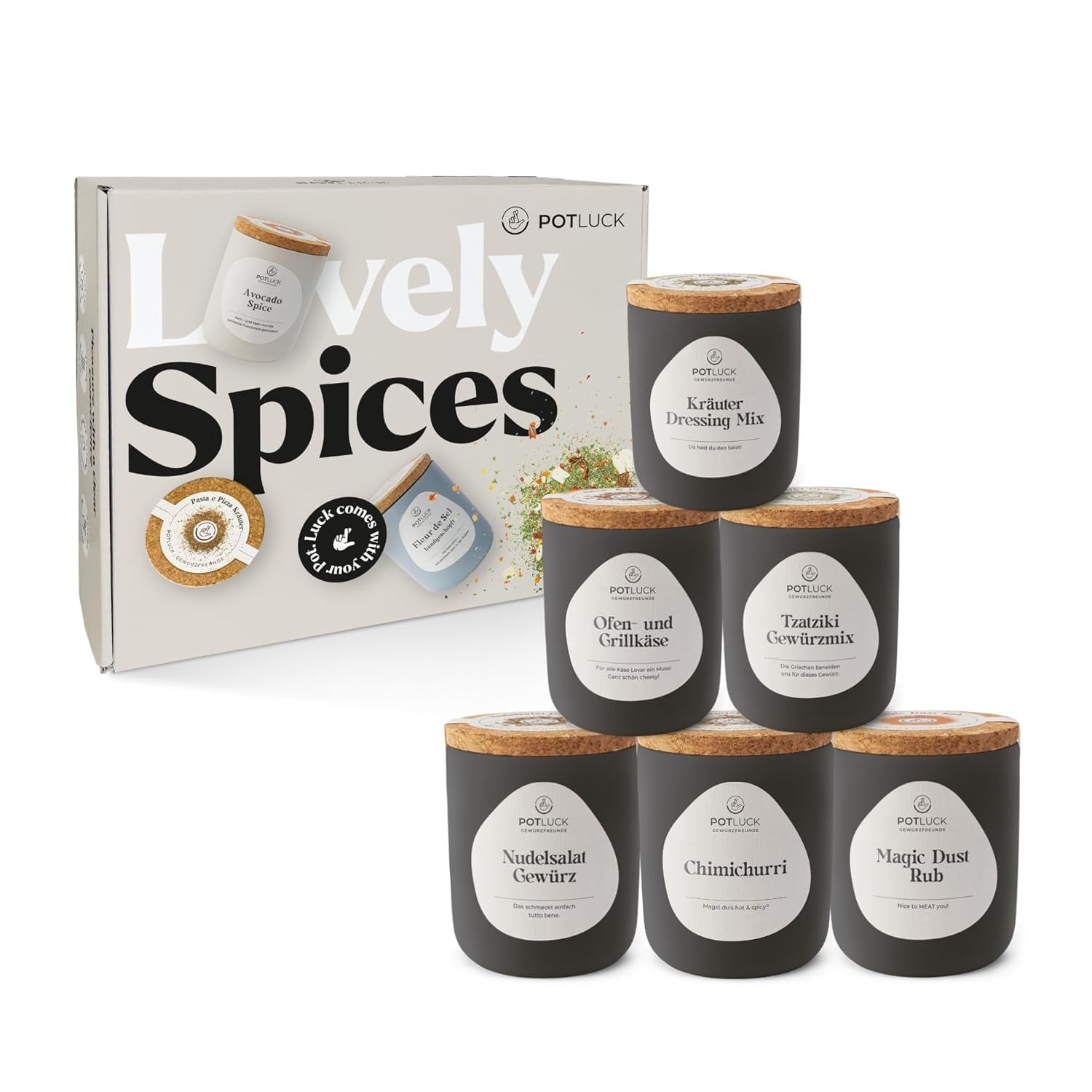 Potluck | Feta Gewürz | Gewürzmischung im Keramiktopf | 50g | Mit natürlichen Inhaltsstoffen