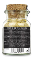 Ankerkraut Asia Kokos Curry, 85g im Korkenglas, Gewürz für Kokos-Milch Gemüse Fleisch, Einfach Lecker Zu Hause Kochen, Premium Qualität in der Pfanne