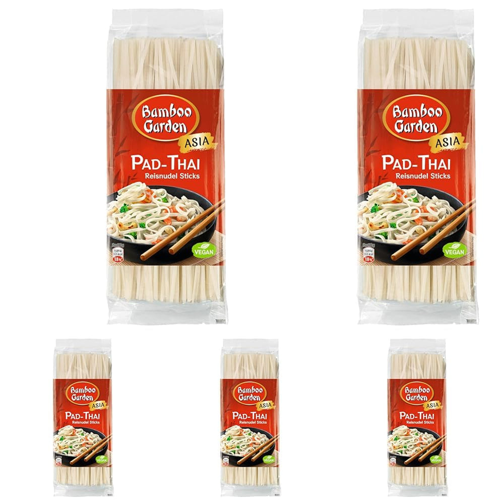 Bamboo Garden - Bețișoare de tăiței de orez Pad-Thai, Pentru mâncăruri tradiționale cu tăiței precum Pad-Thai, Vegan, 1 x 300 g (Designul ambalajului poate varia)