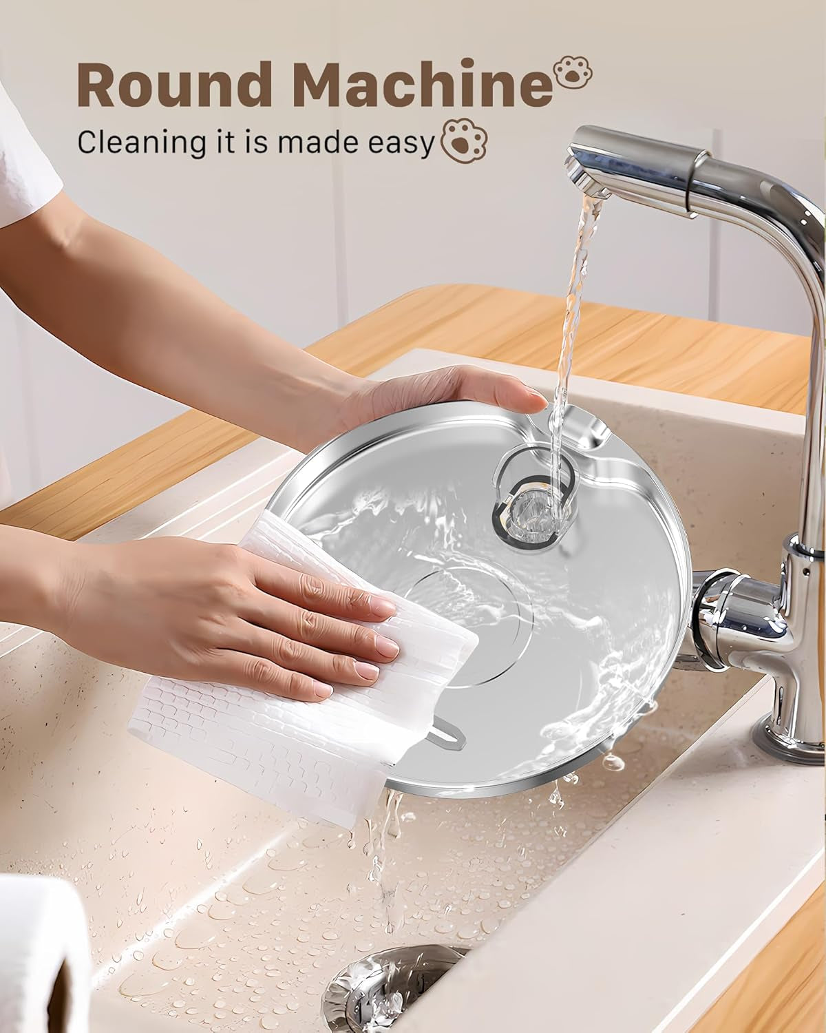 Fântână pentru pisici din oțel inoxidabil: Fântână de apă ultra-silențioasă de 2,2 l pentru pisici - Fântână de băut pentru pisici și câini cu indicator al nivelului apei - Adaptorul UE nu este inclus