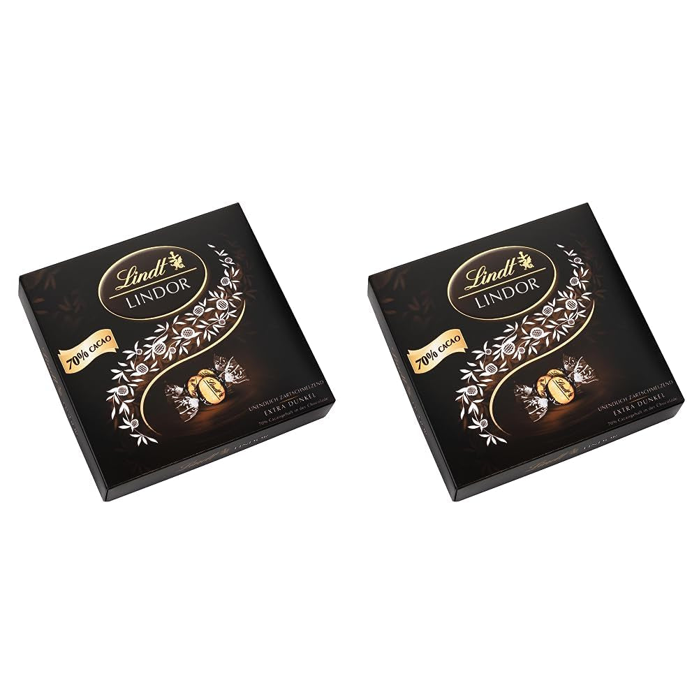Cutie cadou LINDOR Extra Black 70% Cacao, Ciocolată cadou, aprox. 15 trufe LINDOR, 186 g (pachet de 2)