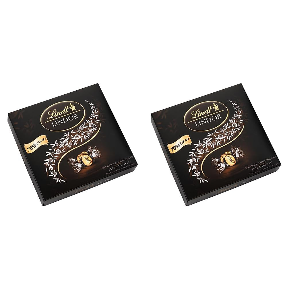 Cutie cadou LINDOR Extra Black 70% Cacao, Ciocolată cadou, aprox. 15 trufe LINDOR, 186 g (pachet de 2)