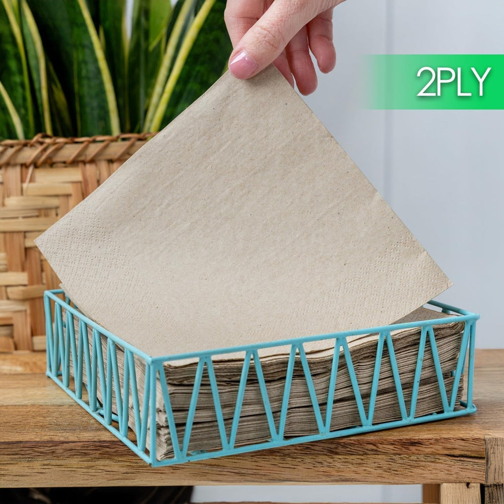Table Kind | 100 pachet vrac Șervețele moi din hârtie reciclată, șervețele de petrecere de unică folosință maro, potrivite pentru uz zilnic, ecologice, Kraft, nealbite, compostabile, fabricate în UE, 2Ply, 33cm