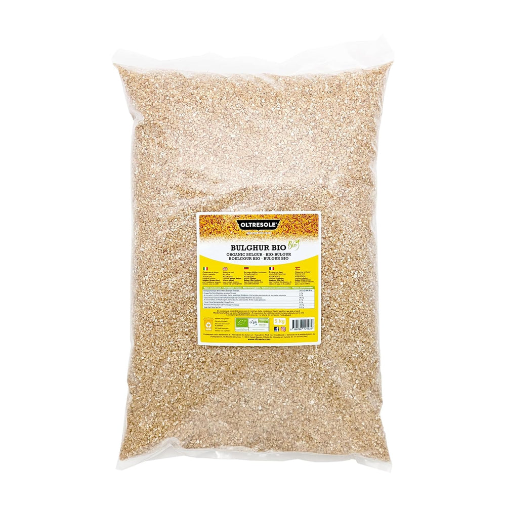 Bulgur italian organic 5 kg, grâu integral, grâu dur, grâu crăpat, ideal pentru prepararea tabbouleh și a mâncărurilor orientale, format practic
