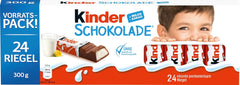 Kinder Chocolate – Batoane de ciocolată din ciocolată cu lapte umplută – 1 pachet conținând 24 de batoane individuale (24 x 12,5 g).