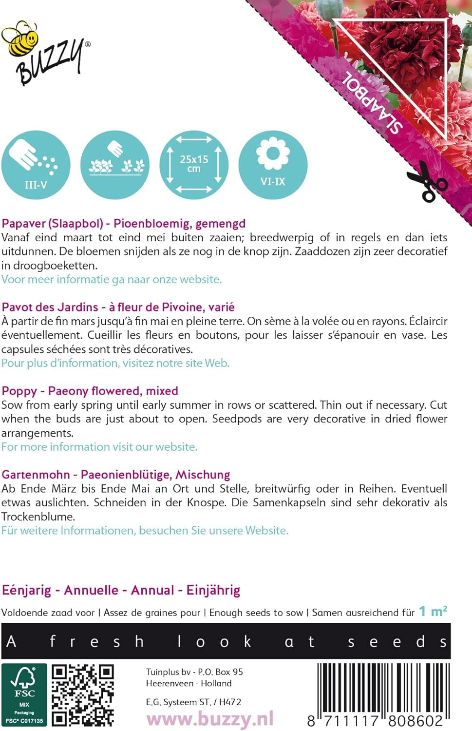 Flori de Mac Buzzy Mac Paeoniflorum Gef. Mix.