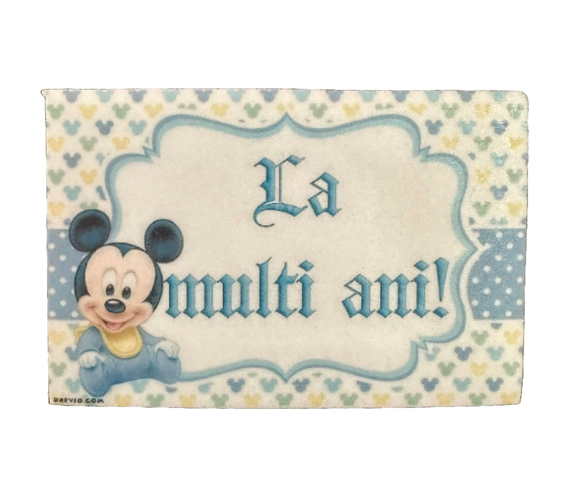 Decoratiune comestibila din zahar, Mickey Mouse - "La multi ani!" Nati Shop