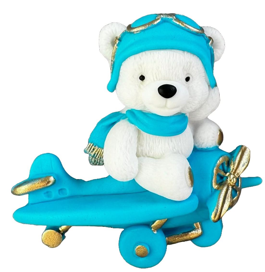 Decoratiune comestibila din zahar, Ursulet in avion Decoratiuni din Pasta de Zahar Nati Shop