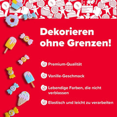 Dekora - Fondant alb din pastă de zahăr 150g - Perfect pentru prăjituri și decorațiuni de copt - Fără gluten și lactoză - Aromă de vanilie - Moale, flexibil și ușor de modelat pentru decorațiuni creative Pasta de zahar Naty Shop